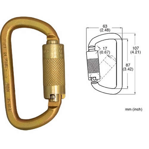 Frenchcreek 354-1 Snap Hooks & Carabiners Twistlock Carabiner 1/2 Inch  3600 Lb Z Rated Gate Opening