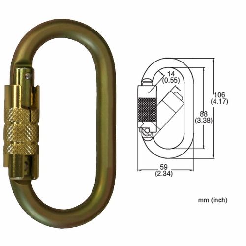 Frenchcreek 354-6Tl Snap Hooks & Carabiners Triplelock Steel Carabiner, 3/4 Inch  3600 Lb Z Rated Ga