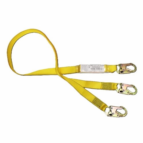 FrenchCreek 490A-DL 100% Tie-off Web Shock Absorbing Lanyards (dual-leg w/ shock absorbing inch pac