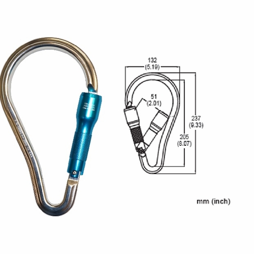 Frenchcreek 62A Snap Hooks & Carabiners Aluminum Twistlock Scaffold Hook, 2 Inch  3600 Lb Z Rated Ga