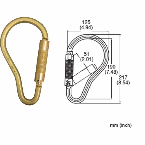 Frenchcreek 62R Snap Hooks & Carabiners Round Twistlock Scaffold Hook,  2 Inch  3600 Lb Z Rated Gate