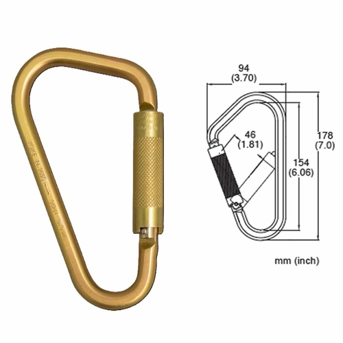 FrenchCreek 65 Snap Hooks & Carabiners Twistlock steel carabiner,1 3/4 inch 3600 Lb Z rated gate op
