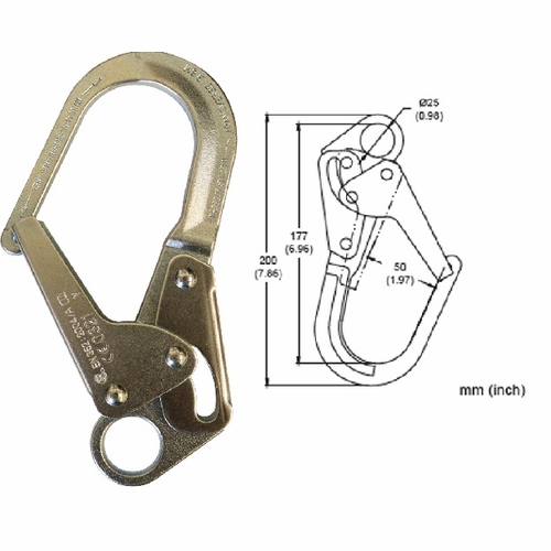 Frenchcreek 69 Snap Hooks & Carabiners Locking Rebar Snap Hook, 1 3/4 Inch  3600 Lb Z Rated Gate Ope