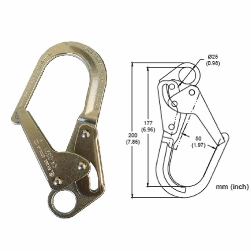 FrenchCreek 69 Snap Hooks & Carabiners Locking rebar snap hook, 1 3/4 inch  3600 lb Z rated gate ope