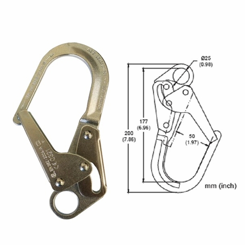 FrenchCreek 69N Snap Hooks & Carabiners Locking rebar snap hook, 1 3/4 inch  3600 Lb Z rated gate op