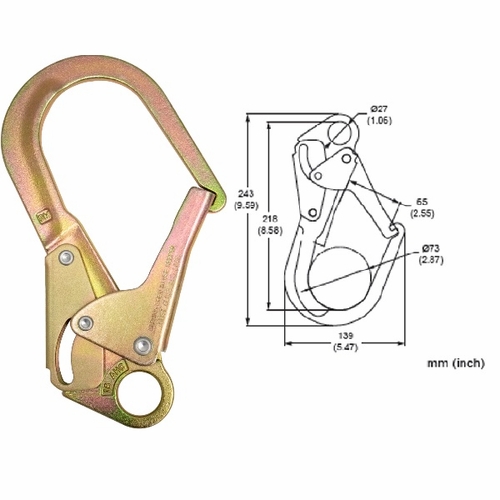 Frenchcreek Z136 Snap Hooks & Carabiners Locking Snap Hook, 2 1/2 Inch  3600 Lb Z Rated Gate Opening