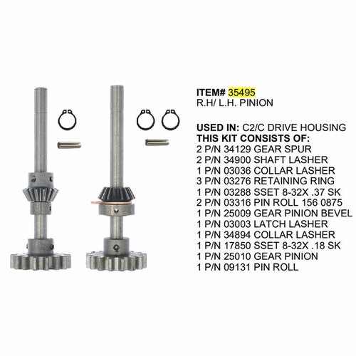 Gmp 27697 C2 Lasher Left Hand Pinion Shaft Assy Kit # 35495