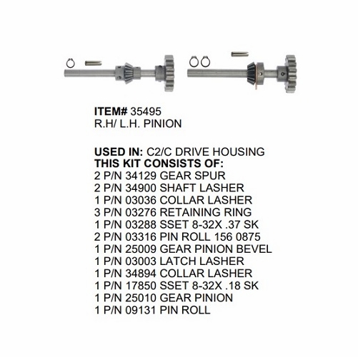 Gmp 35495 Kit Shafts Pinion Right & Left C2 34129, 34900, 3036, 3276, 3288, 3316, 25009, 34894, 178