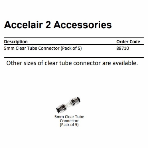 GMP 89710 CONNECTOR CLEAR TUBE 5MM 5/PK