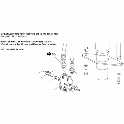Greenlee 00178 Adapter-Pipe 3/4-16 Jic-To-St M/M 50433660 / 783310001782