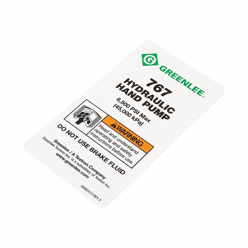 GREENLEE 00247 DECAL REPLACEMENT (767 IDENT) 783310002475/52081517