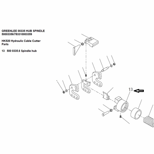 Greenlee 00335 Hub Spindle 50003356/783310003359