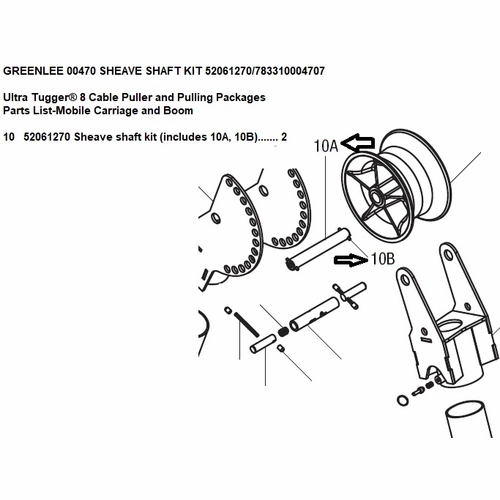 Greenlee 00470 Sheave Shaft Kit 52061270/783310004707
