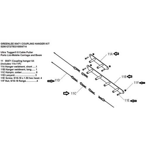 GREENLEE 00471 COUPLING HANGER KIT 52061272/783310004714