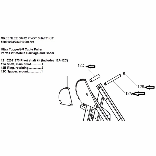 Greenlee 00472 Pivot Shaft Kit 52061273/783310004721