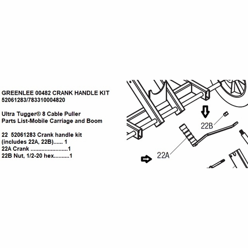GREENLEE 00482 CRANK HANDLE KIT 52061283/783310004820