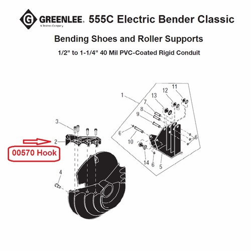 Greenlee 00570 Hook 1/2-1-1/4 Pvc Rigid (Machined) 50005707/783310005704