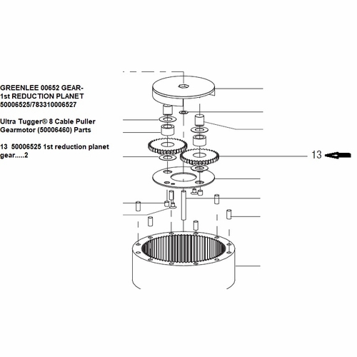 Greenlee 00652 Gear- No 1 Reduction Planet 50006525/783310006527