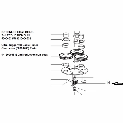 Greenlee 00653 Gear- No 2 Reduction Sun 50006533/783310006534
