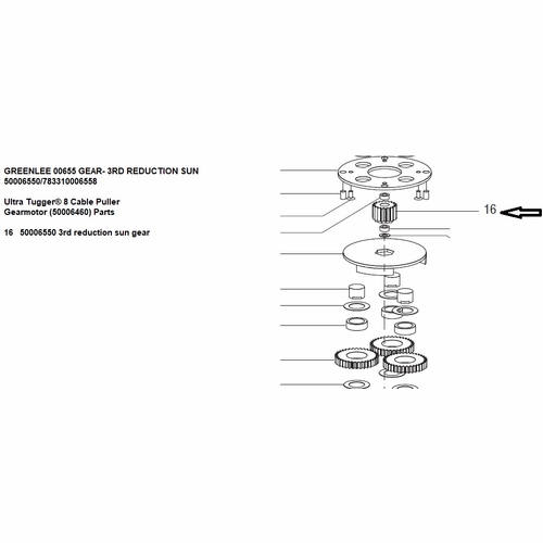 GREENLEE 00655 GEAR- 3RD REDUCTION SUN 50006550/783310006558