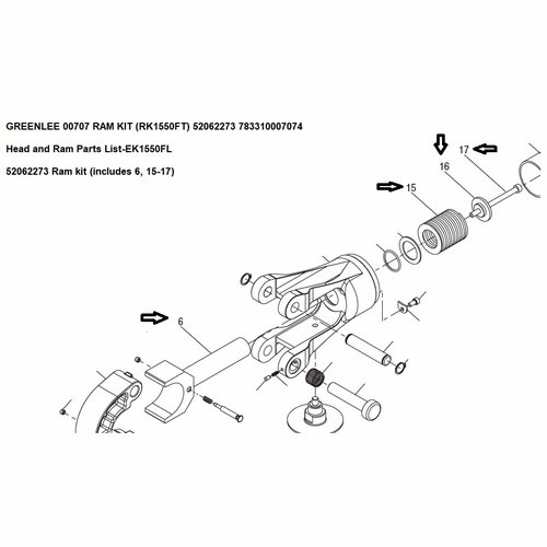 GREENLEE 00707 RAM KIT (RK1550FT) 52062273 783310007074
