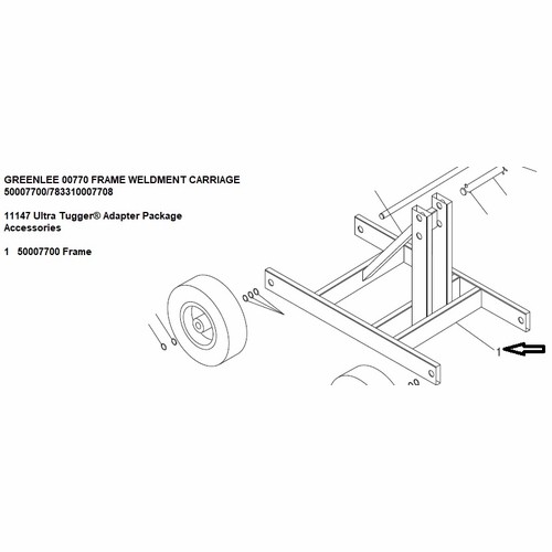 Greenlee 00770 Frame Weldment Carriage 50007700/783310007708