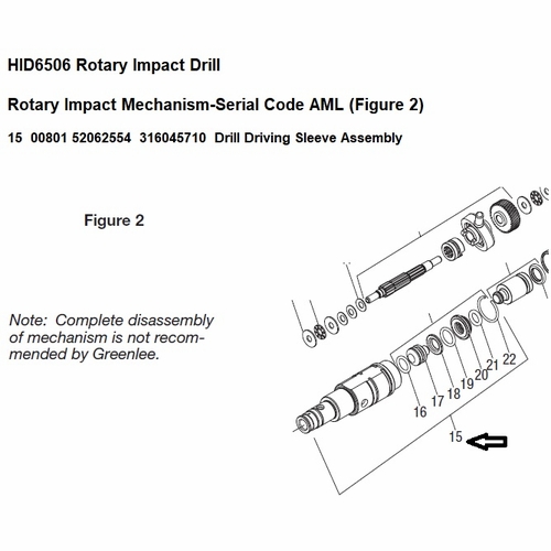 Greenlee 00801 Drill Driving Slv Assy Hid6506 52062554 / 783310008019