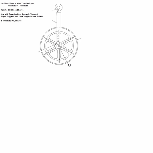 Greenlee 00838 Shaft Sheave Pin 50008382/783310008385