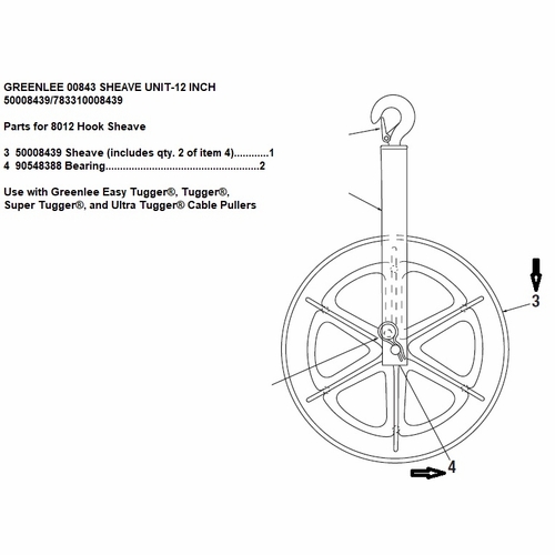 GREENLEE 00843 SHEAVE UNIT-12 INCH 50008439/783310008439