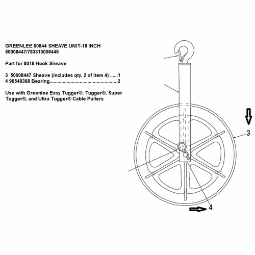 Greenlee 00844 Sheave Unit-18 Inch 50008447/783310008446