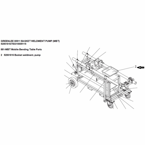 Greenlee 00911 Basket Weldment Pump (Mbt) 52061616/783310009115