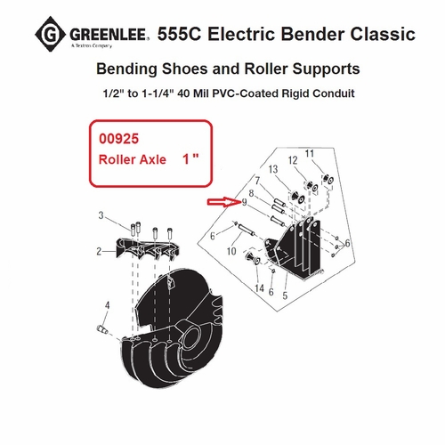 GREENLEE 00925 AXLE ROLLER (1 INCH ) 50009257/783310009252