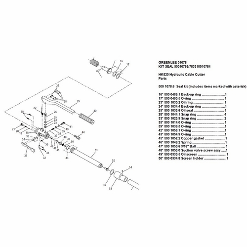 Greenlee 01078 Kit Seal 50010786/783310010784