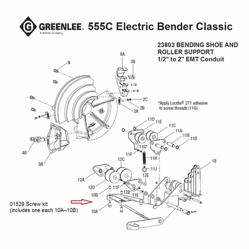 Greenlee 01529 Screw Kit 555 Classic Squeeze 52065273 783310015291