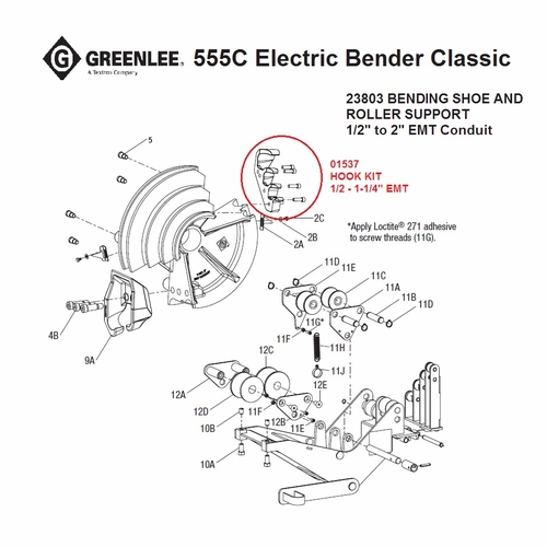 Greenlee 01537 Hook Kit 1/2-1-1/4 Inch Emt 52065321 783310015376