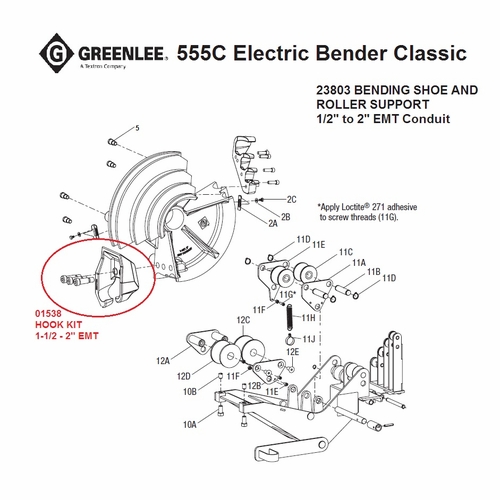 Greenlee 01538 Hook Kit 1-1/2 - 2 Inch Emt 52065322 783310015383