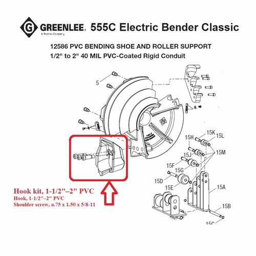 Greenlee 01540 Hook Kit 1-1/2 - 2 Inch Pvc 52065324 783310015406