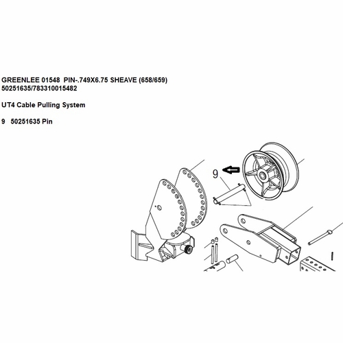 Greenlee 01548  Pin-.749X6.75 Sheave (658/659)  50251635/783310015482