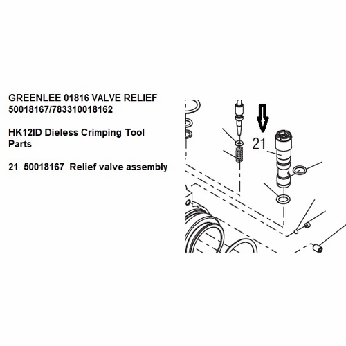 Greenlee 01816 Valve Relief 50018167/783310018162