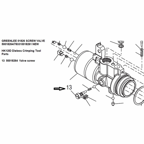 Greenlee 01826 Screw Valve 50018264/783310018261