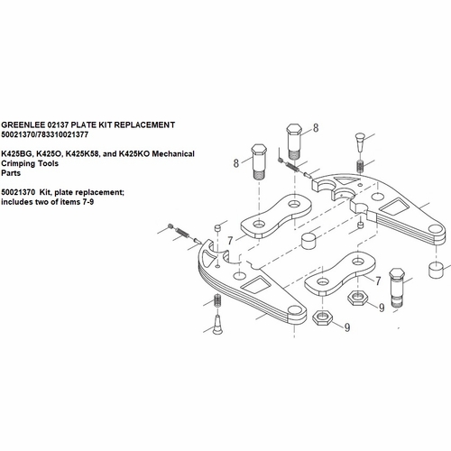GREENLEE 02137 PLATE KIT REPLACEMENT 50021370/783310021377
