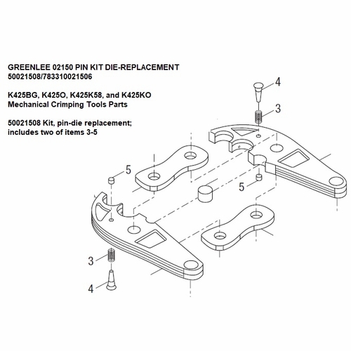 Greenlee 02150 Pin Kit Die-Replacement 50021508/783310021506