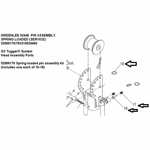 Greenlee 02446 Pin Assembly,Spring Loaded (Service) 52066176/783310024460