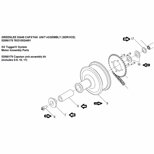 GREENLEE 02449 CAPSTAN UNIT ASSEMBLY (SERVICE) 52066179 783310024491