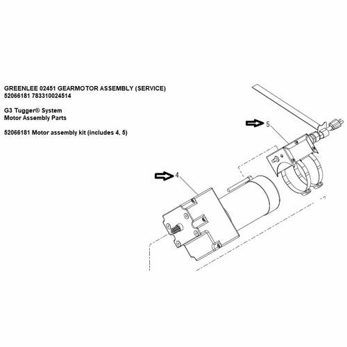Greenlee 02451 Gearmotor Assembly (Service) 52066181 783310024514