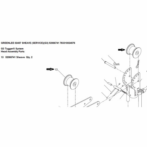 Greenlee 02457 Sheave (Service)(G3) 52066741 783310024576
