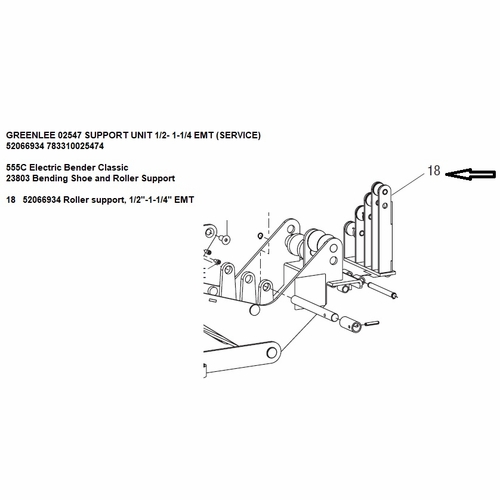 GREENLEE 02547 SUPPORT UNIT 1/2- 1-1/4 EMT (SERVICE) 52066934 783310025474