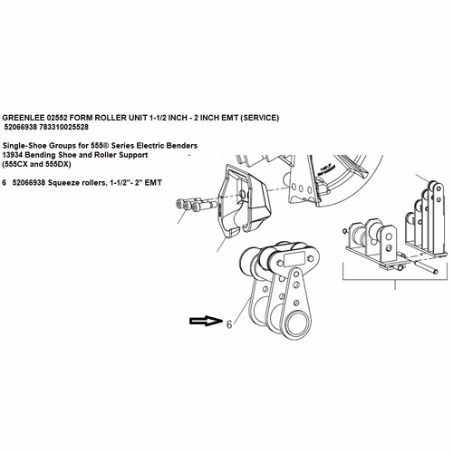 GREENLEE 02552 FORM ROLLER UNIT 1-1/2 INCH - 2 INCH EMT (SERVIC 52066938 783310025528