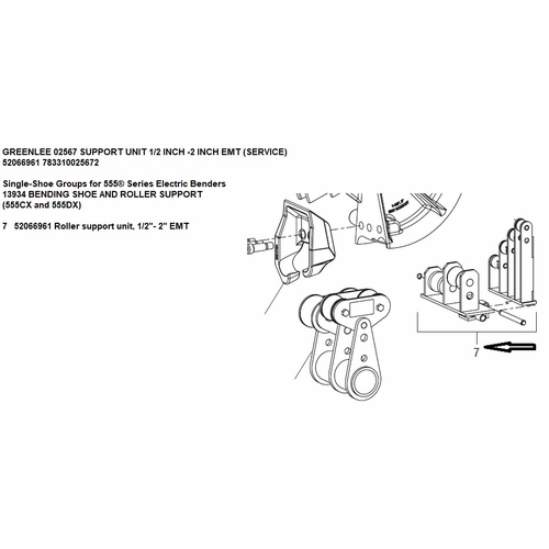 GREENLEE 02567 SUPPORT UNIT 1/2 INCH -2 INCH EMT (SERVICE) 52066961 783310025672