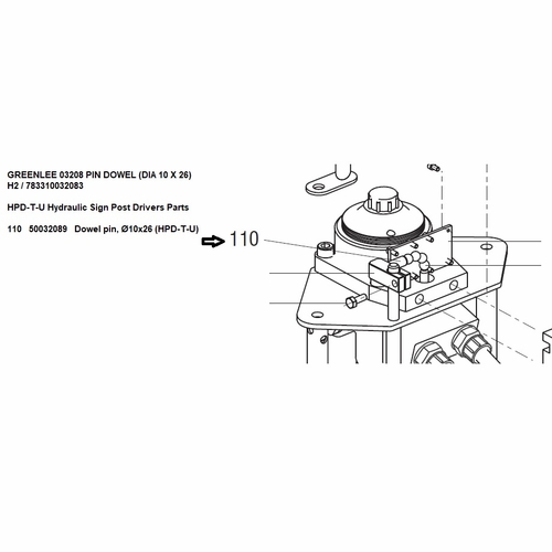 Greenlee 03208 Pin Dowel (Dia 10 X 26) H2 / 783310032083